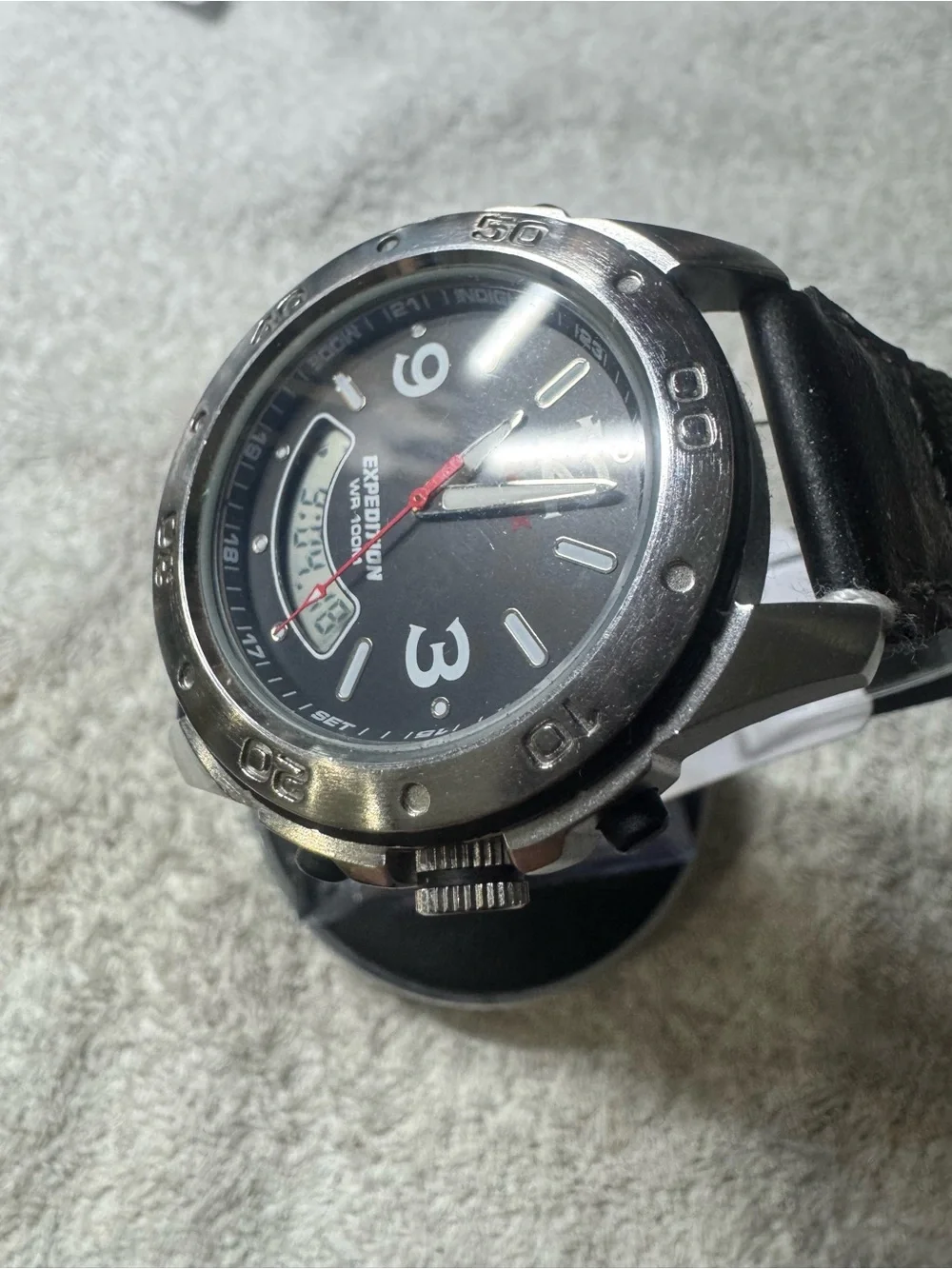 Timex Expedition Black Dial Men's Analog-Digital Watch with Red Seconds Hand